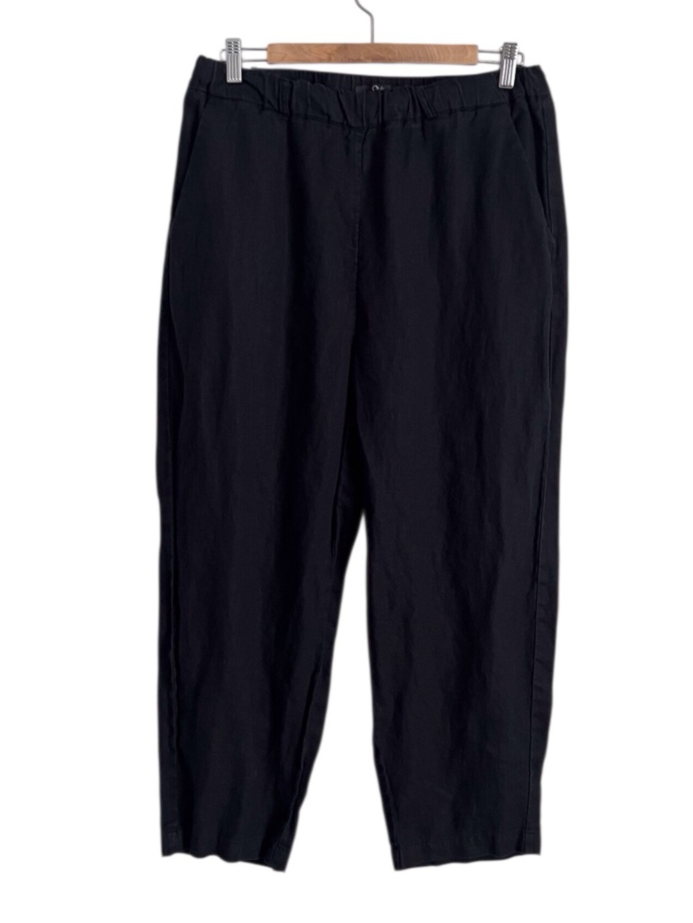 Quince Black Organic Linen Pants Straight Leg Linen Coastal Neutral Basic Large